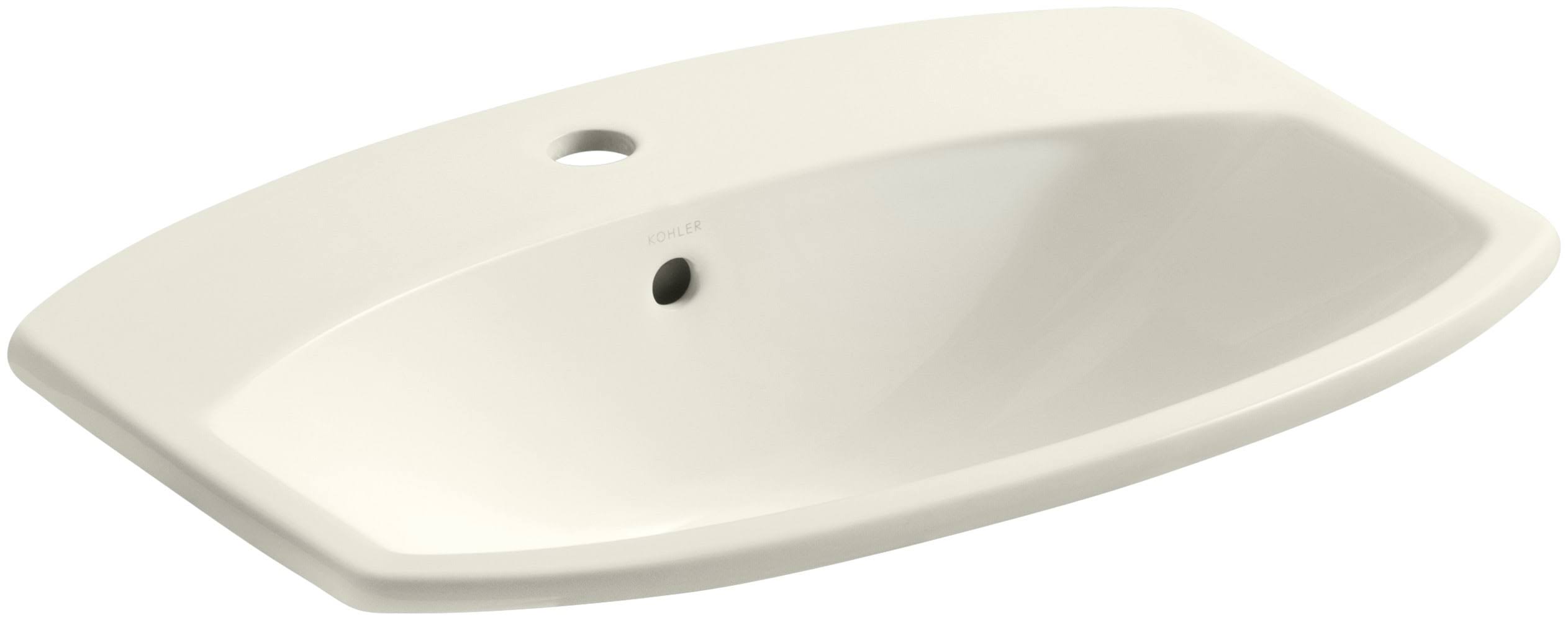 Biscuit Drop-In Bathroom Sink with Single Faucet Hole D8493