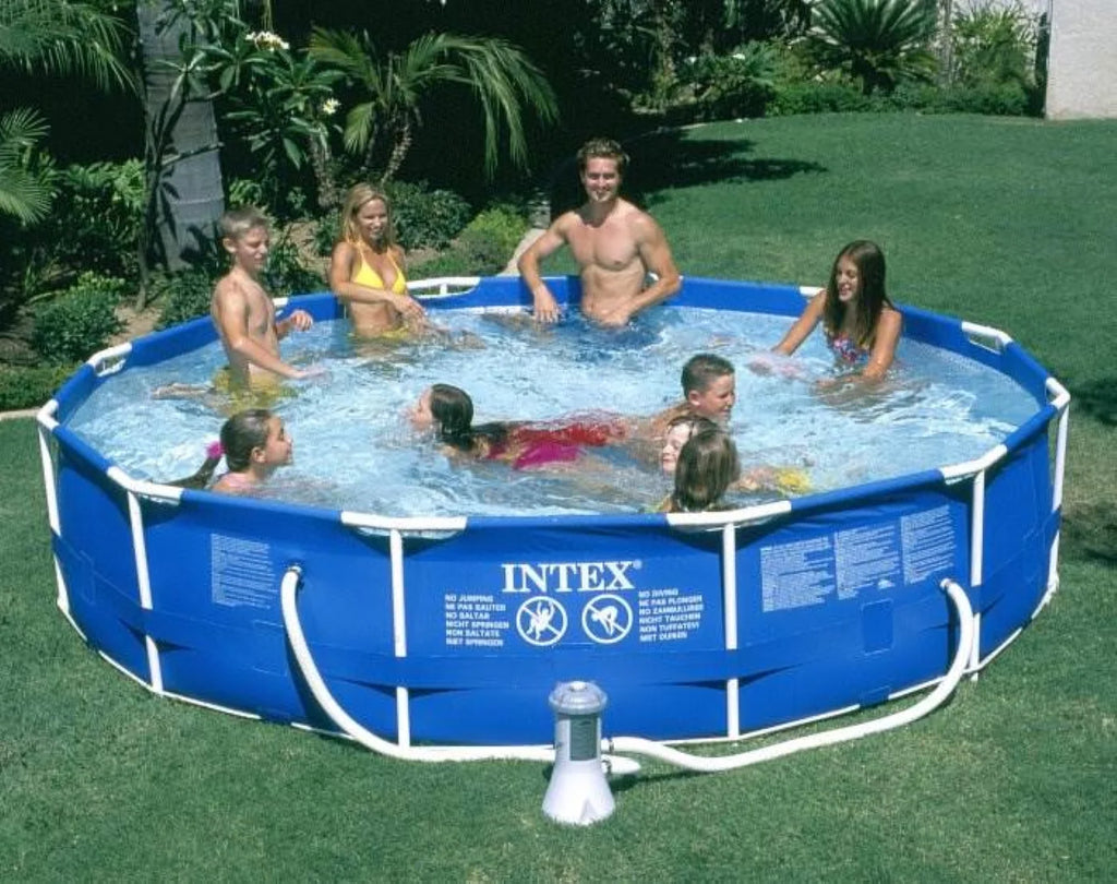 12ft x 30in Metal Frame Round Swimming Pool Set with Pump & Filters X85289