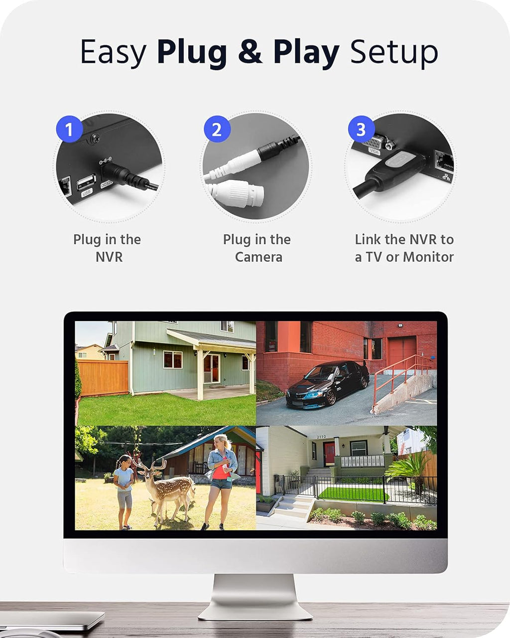 8CH Wireless Security Camera System with 1TB Hard Drive and 8 1440P Outdoor WiFi IP Cameras H170