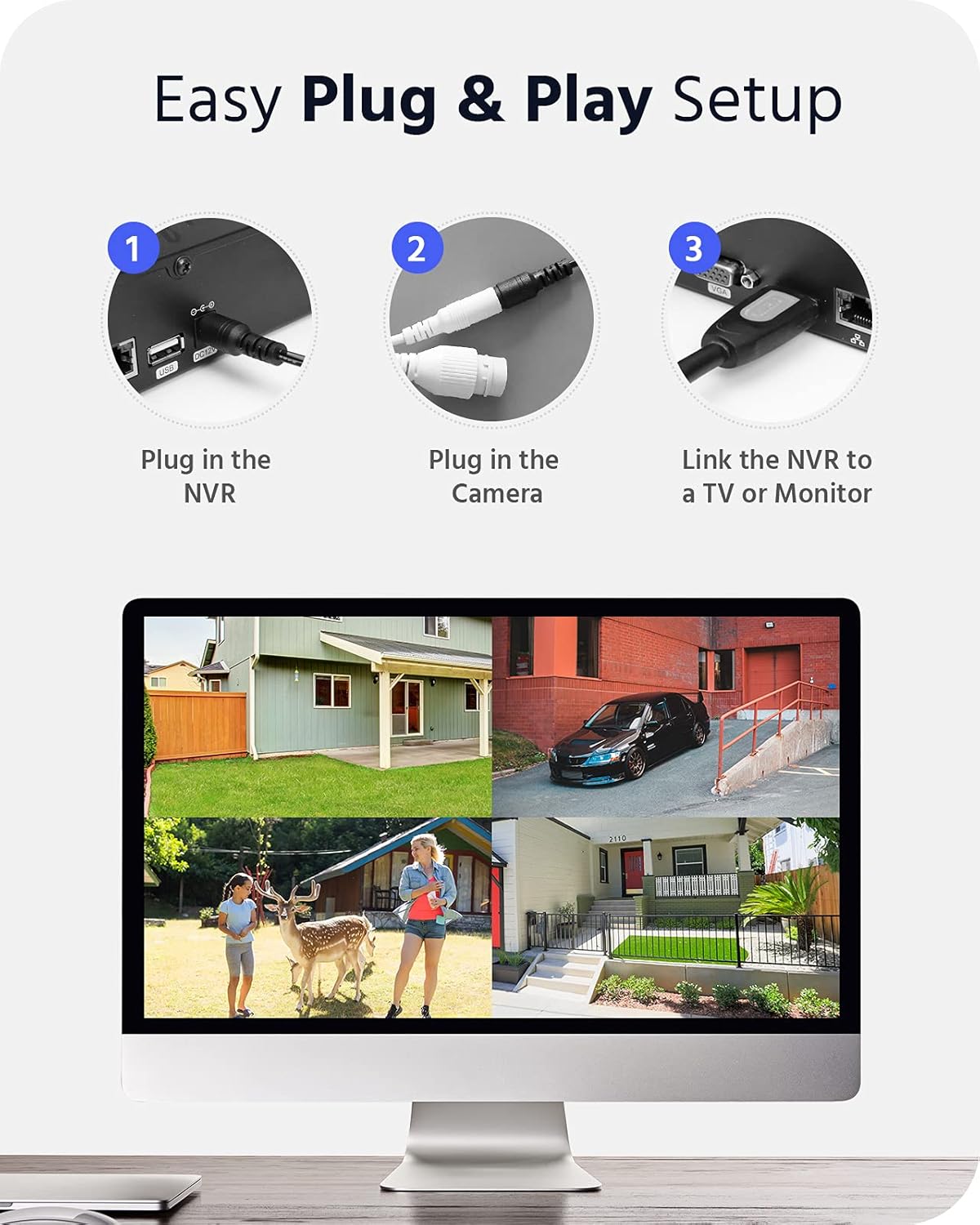 8CH Wireless Security Camera System with 1TB Hard Drive and 8 1440P Outdoor WiFi IP Cameras H170
