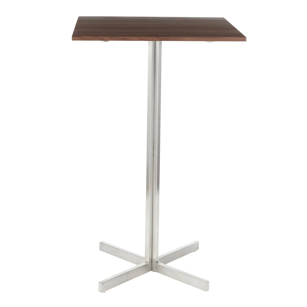 Square Bar Table Stainless Steel Clear Glass Top B75583