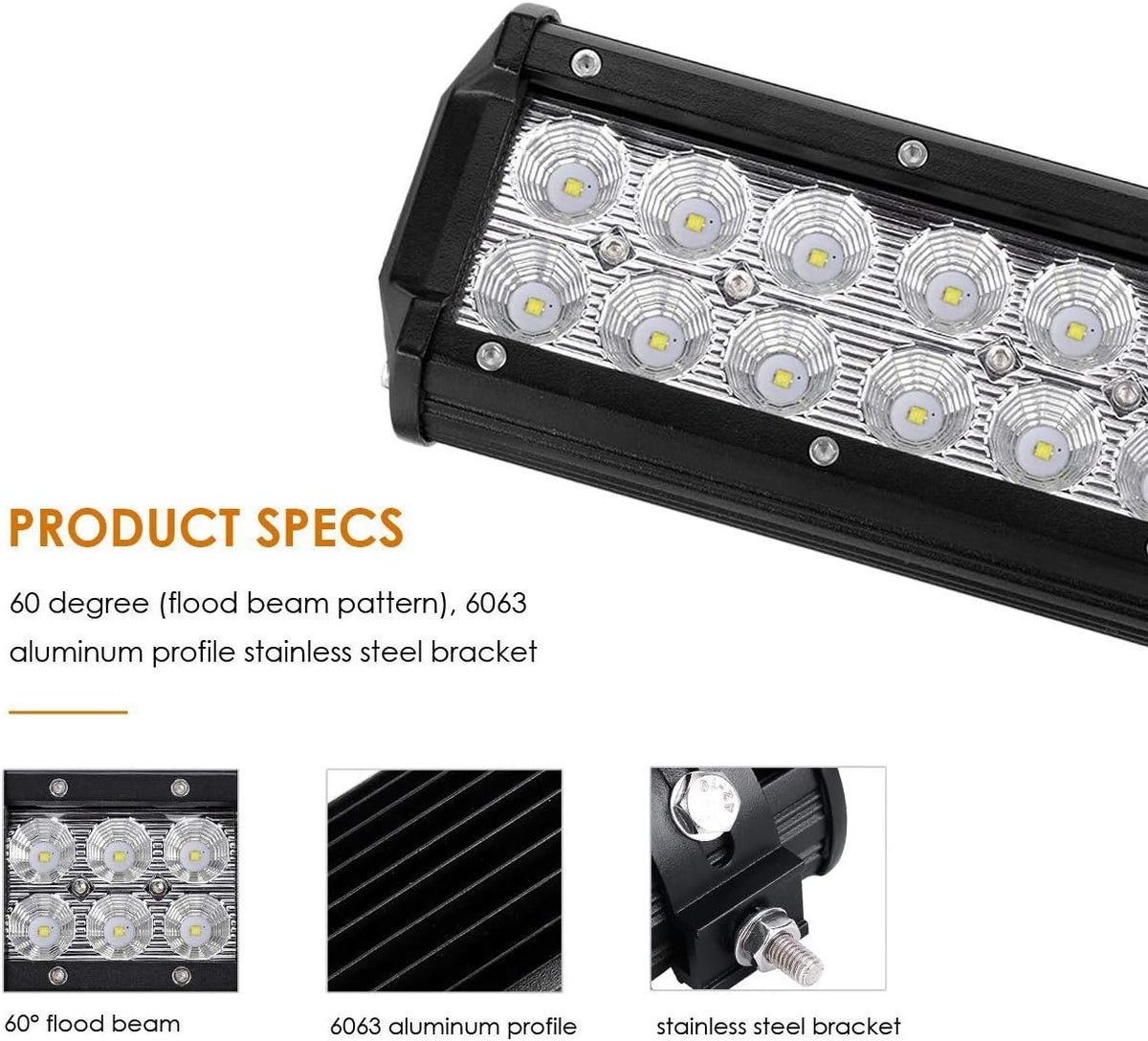 LED Light Bar 7Inch 36W Flood LED Work Lights Waterproof (2 PCS) O850