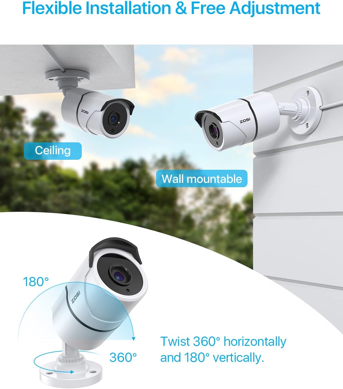 4PACK 1080P HD TVI Security Cameras 120ft Night Vision Waterproof Camera O5400