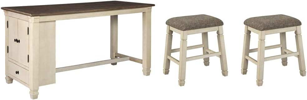 Rustic Counter Height Dining Table with Storage, Dark Gray U811