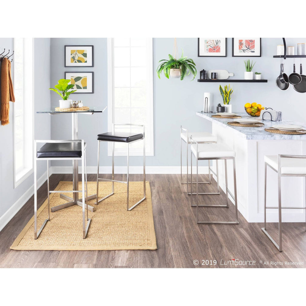 Square Bar Table Stainless Steel Clear Glass Top B75583