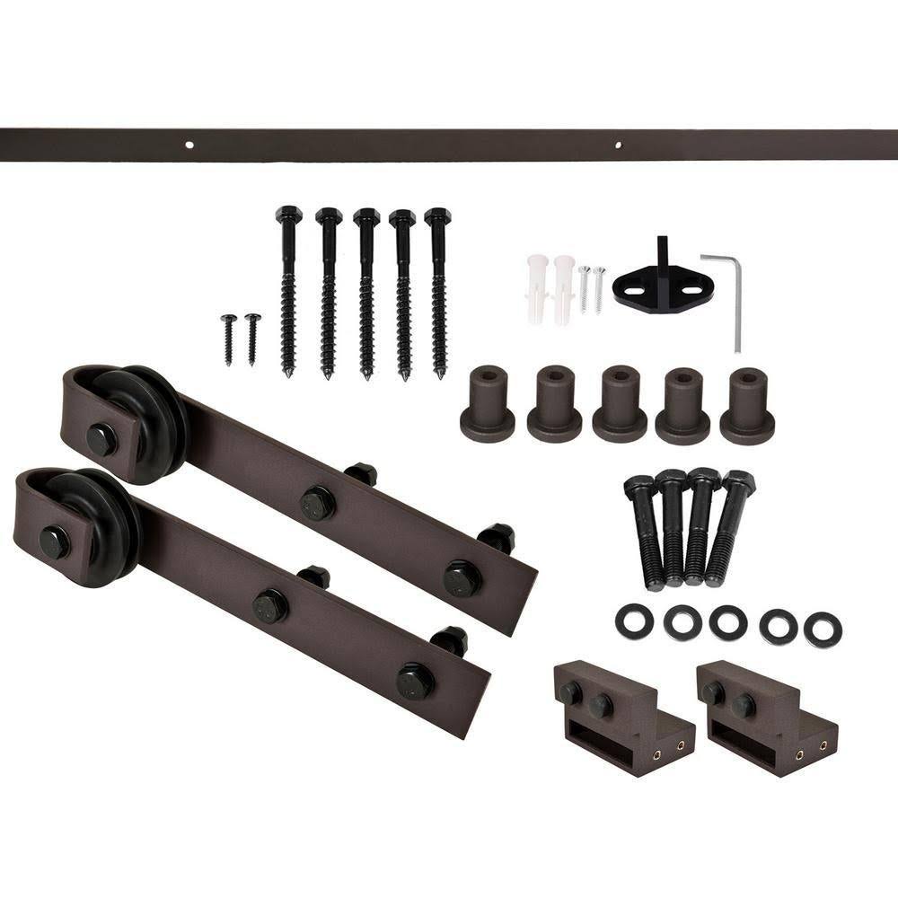 Gray Stained 2 Panel Barn Door with Sliding Hardware X8102