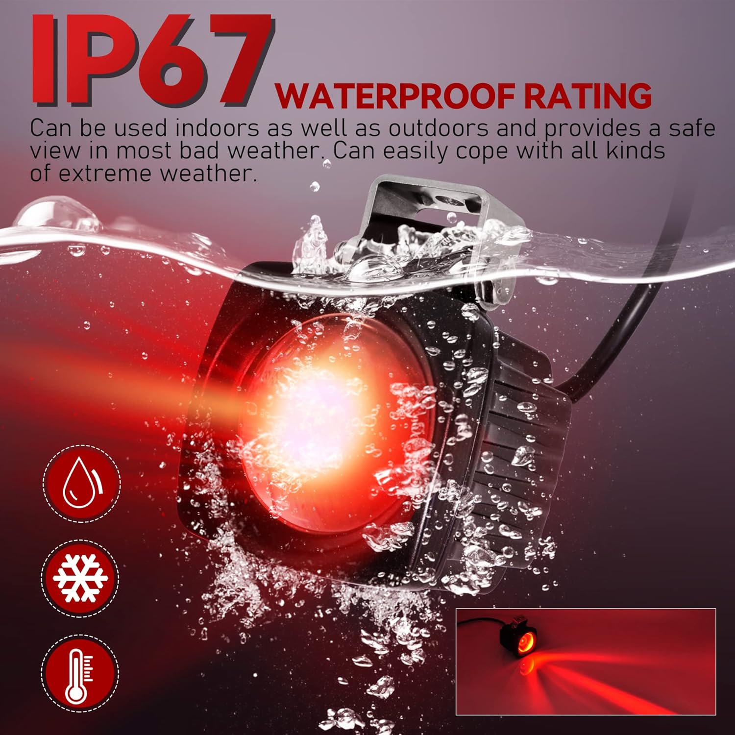 LED Forklift Safety Lights Red DC 12-100V 10W Pack of 2 Y181379