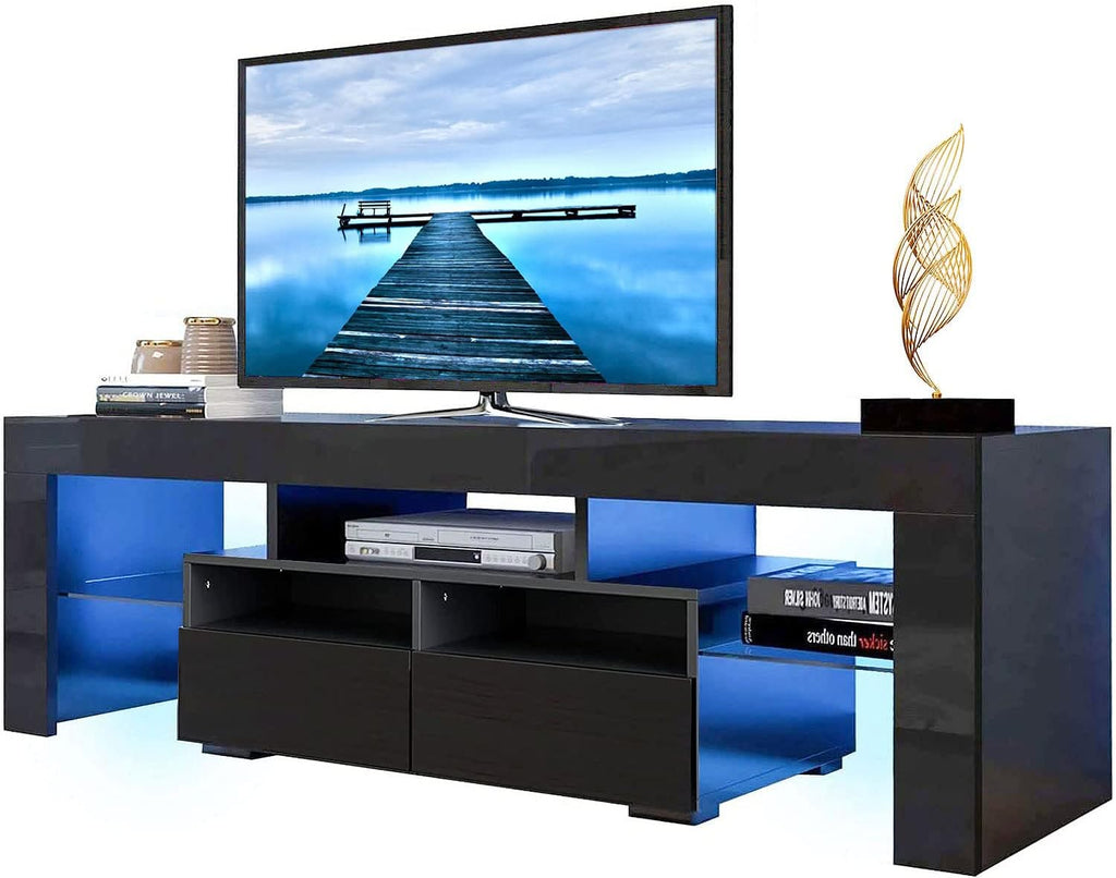 Black LED TV Stand with Storage Cabinet F350