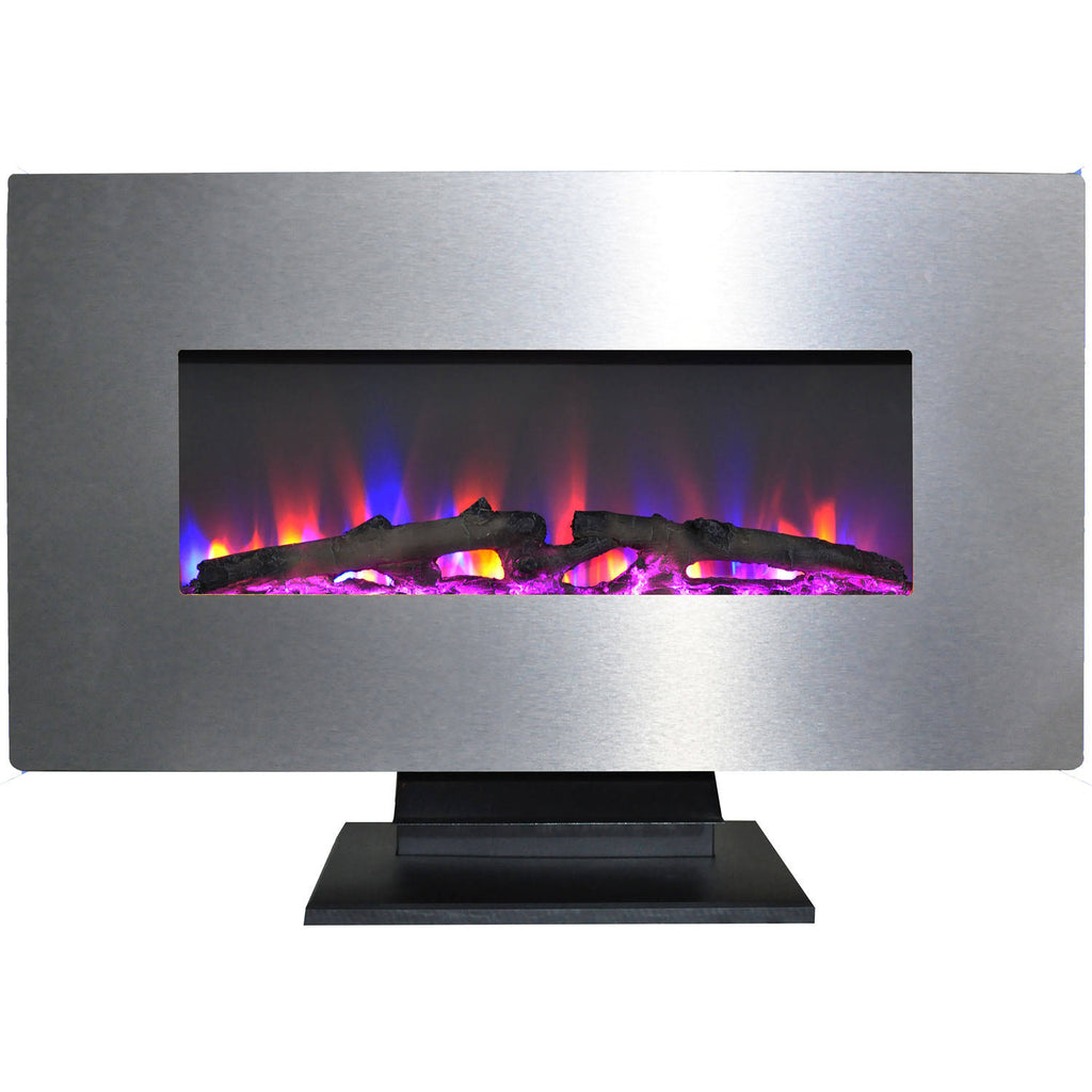 36 in. Metallic Stainless Steel Electric Fireplace W14267