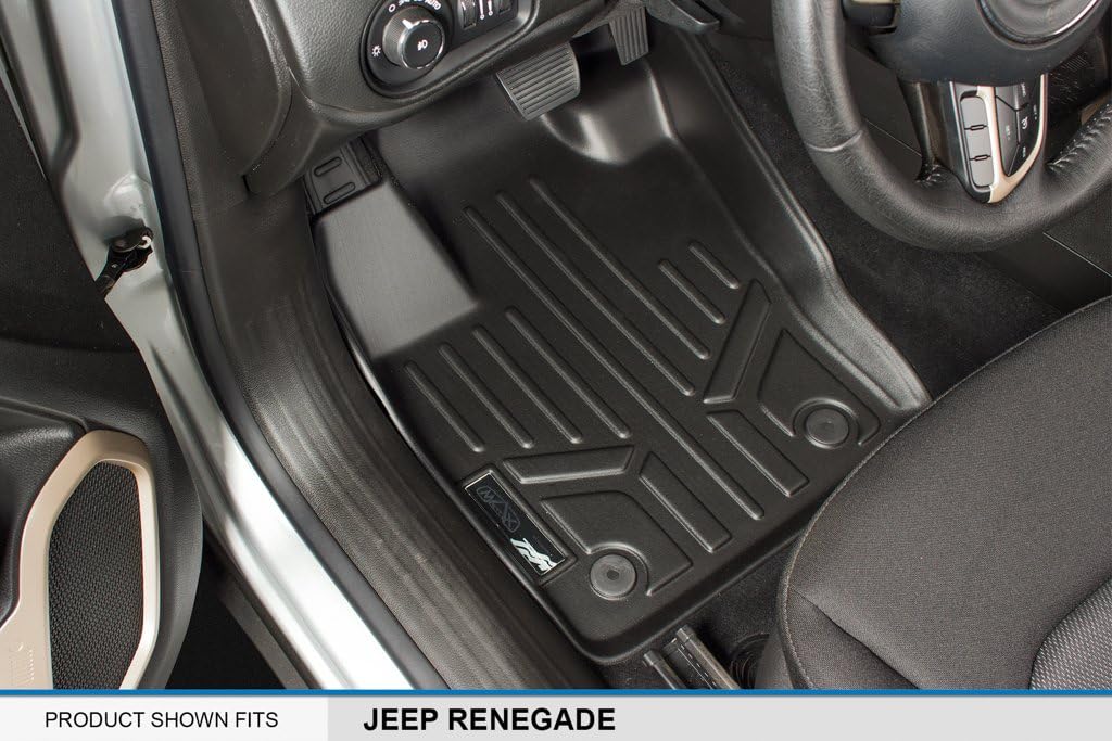 Black 2 Row & Cargo Floor Mat Liner Set for Jeep Renegade O8879