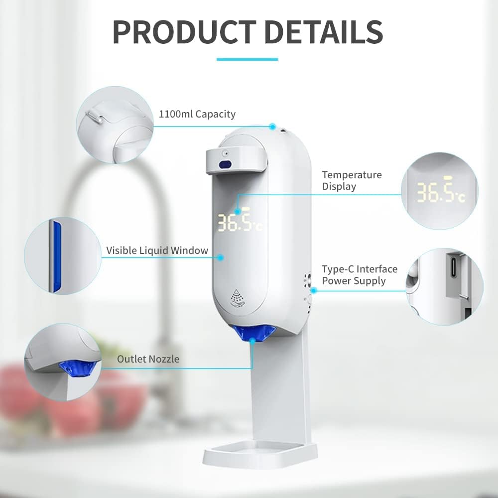 Automatic Soap Dispenser with Stand and Touchless Thermometer, Pack of 2 S589