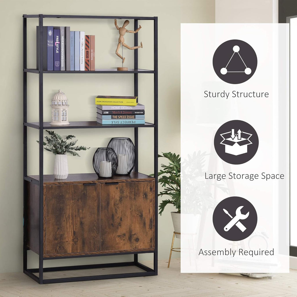 Brown Storage Cabinet with 3 Open Shelves R50220
