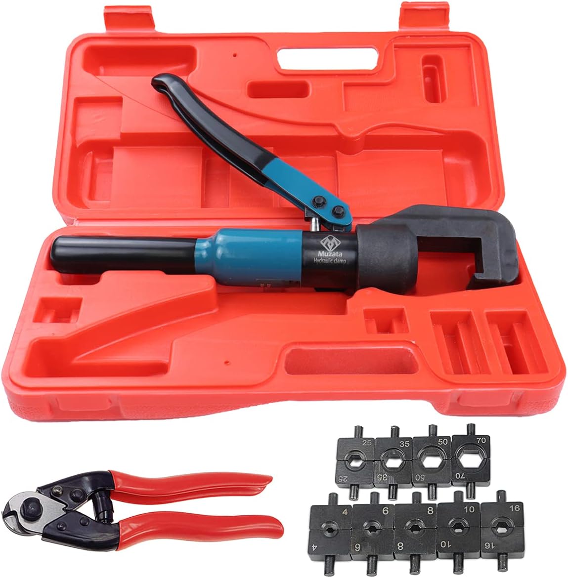 Hydraulic Wire Crimping Tool with 9 Pairs Dies, 45 Ton Force O296223
