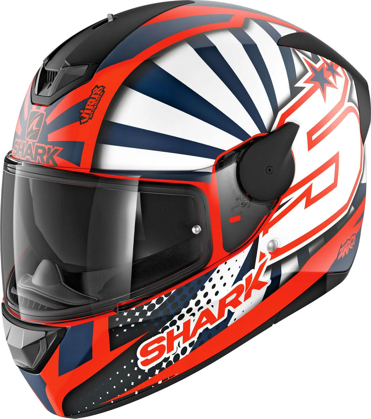 Orange White Blue Mat Motorcycle Helmet T78325