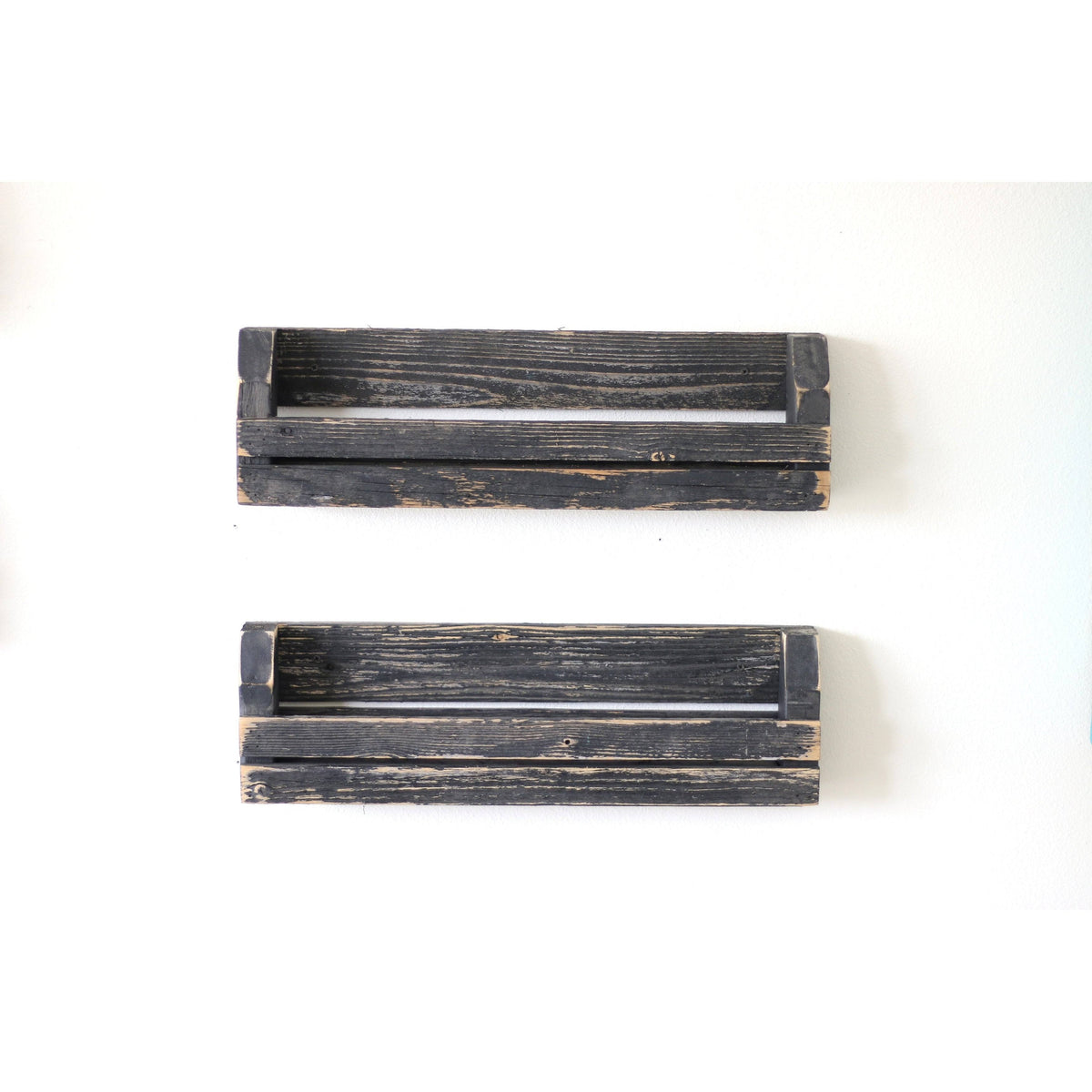 Black Slatted Shelves Set of 2 W242