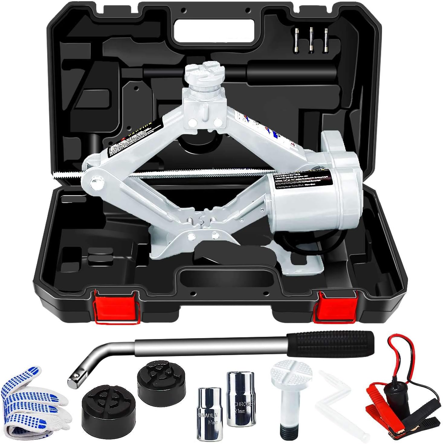 Orange 3 Ton 12V Electric Scissor Jack with Manual Wrench Z910882