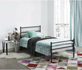 Black Metal Twin Size Bed Frame with Headboard and Footboard K9534