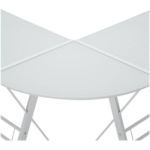 White L-Shaped Tempered Glass Computer Desk O1550