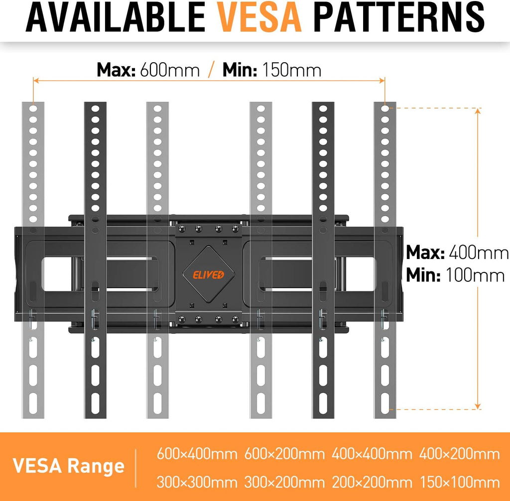 TV Wall Mount Swivel and Tilt Full Motion, Dual Arms, Max VESA 600x400mm, 99 lbs, Pack of 2 O877424