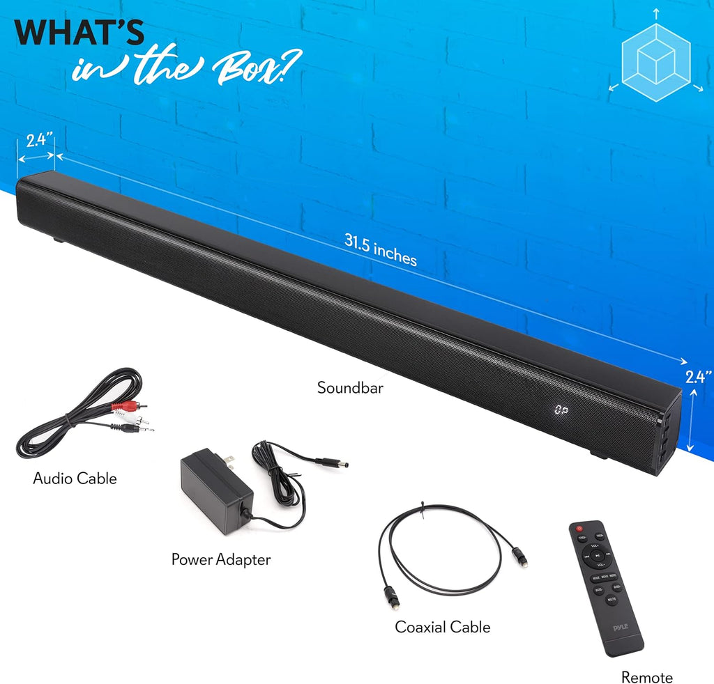 TV Speaker Soundbar with Bluetooth, Wall Mountable, 32 with Remote Control H910425