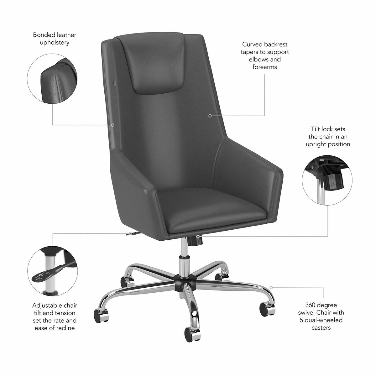 Light Gray Leather High Back Box Chair M964236