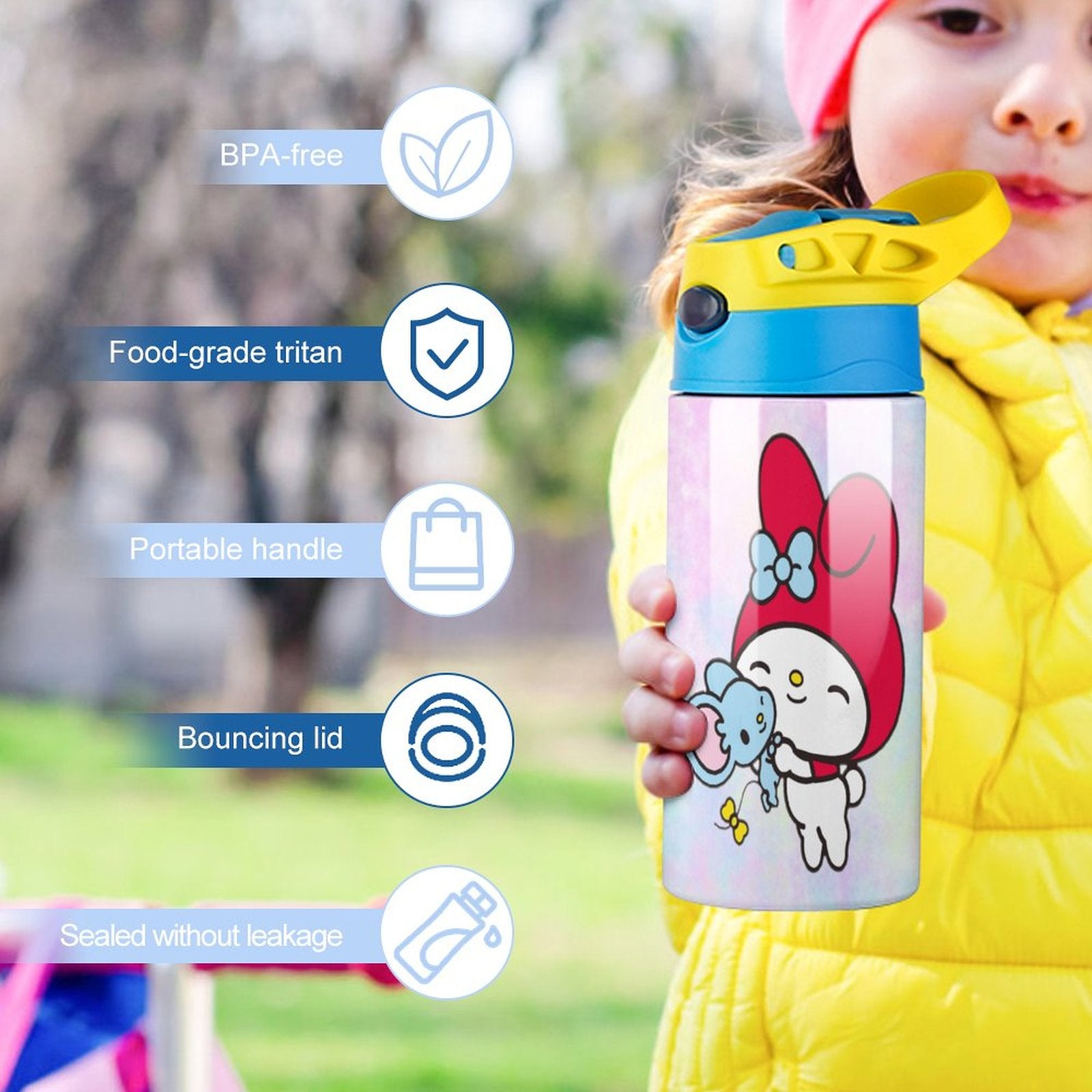 Stainless Steel Vacuum Insulated Water Bottle With Straw P58191
