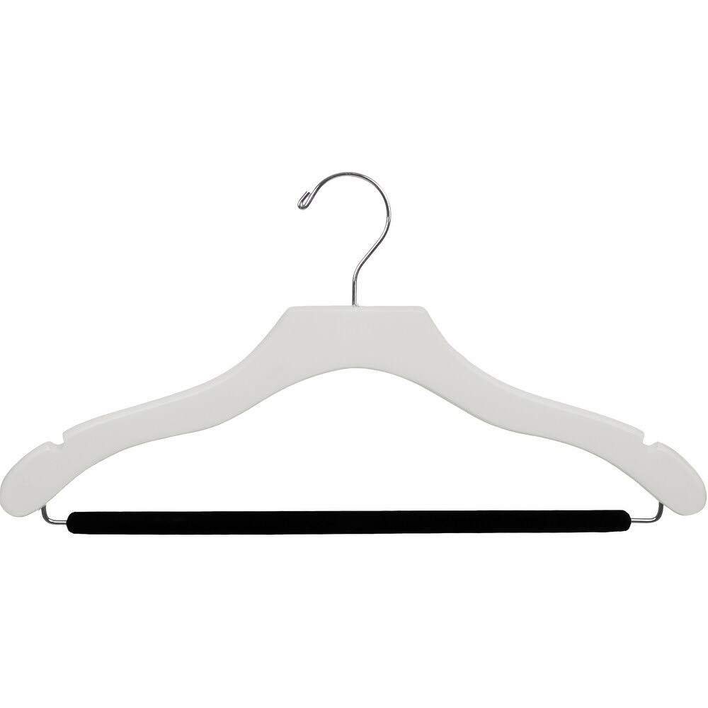 White Wooden Suit Hanger with Velvet Bar, Box of 100 U365089