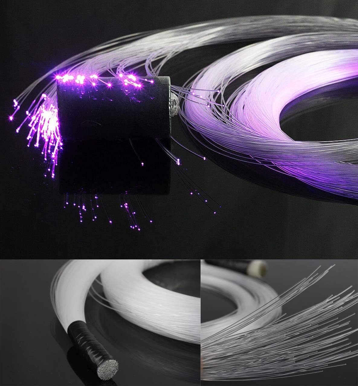 Bluetooth Fiber Optic Star Ceiling Light Kit Mixed 375pcs 9.8ft Strands H6122
