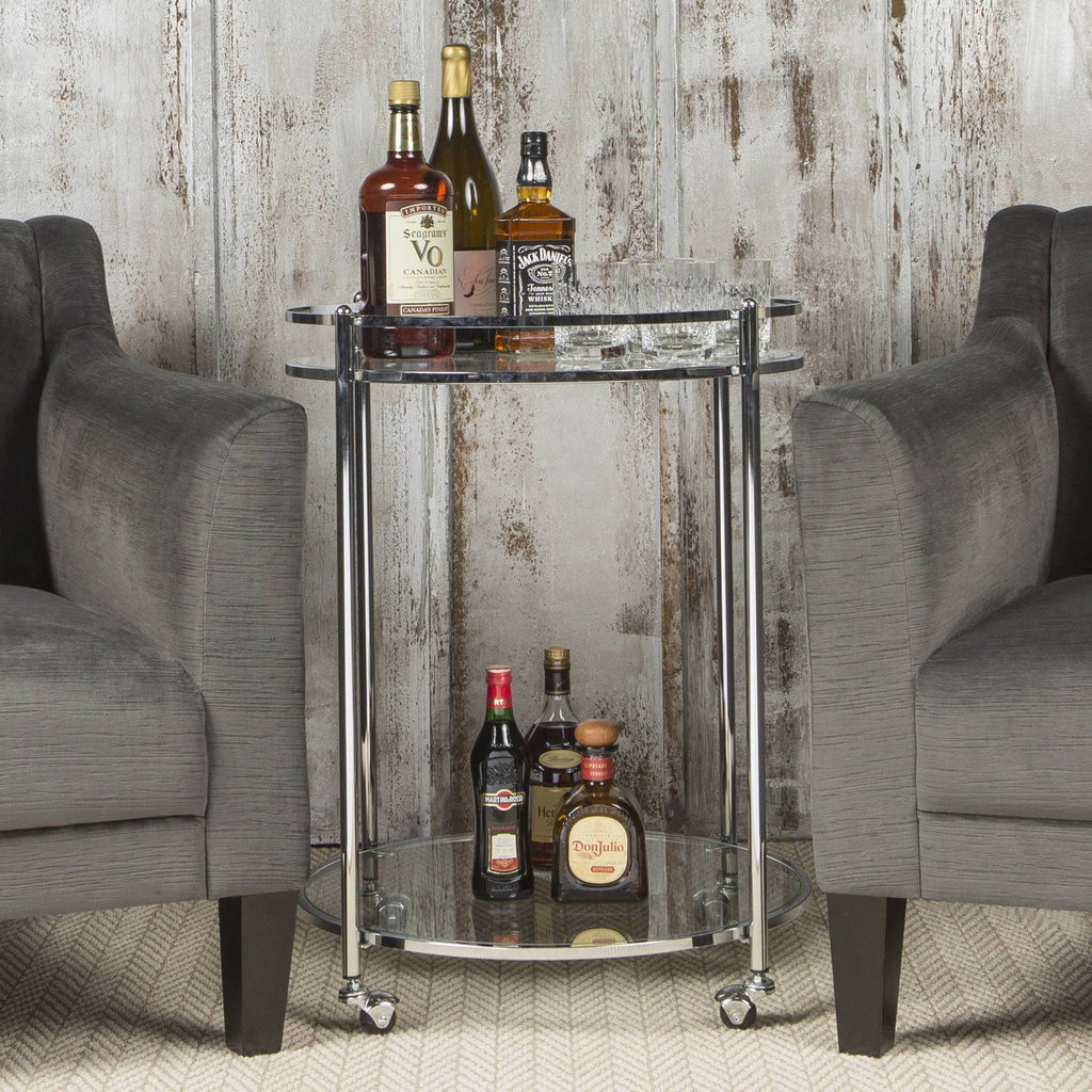 24x22 Round Cart Chrome Clear Glass B9383
