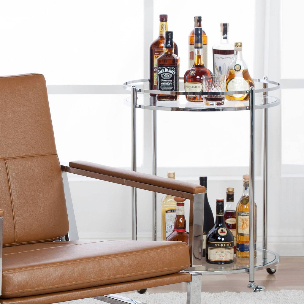 24x22 Round Cart Chrome Clear Glass B9383