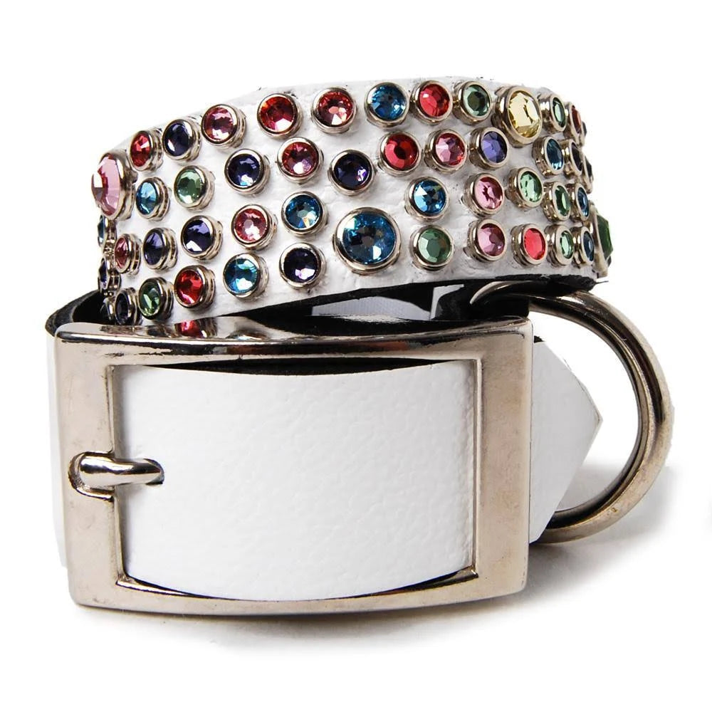 White Leather Dog Collar Size 16 Y508903