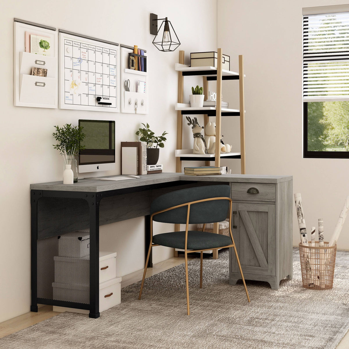 Reclaimed Oak L-Shape Desk A933