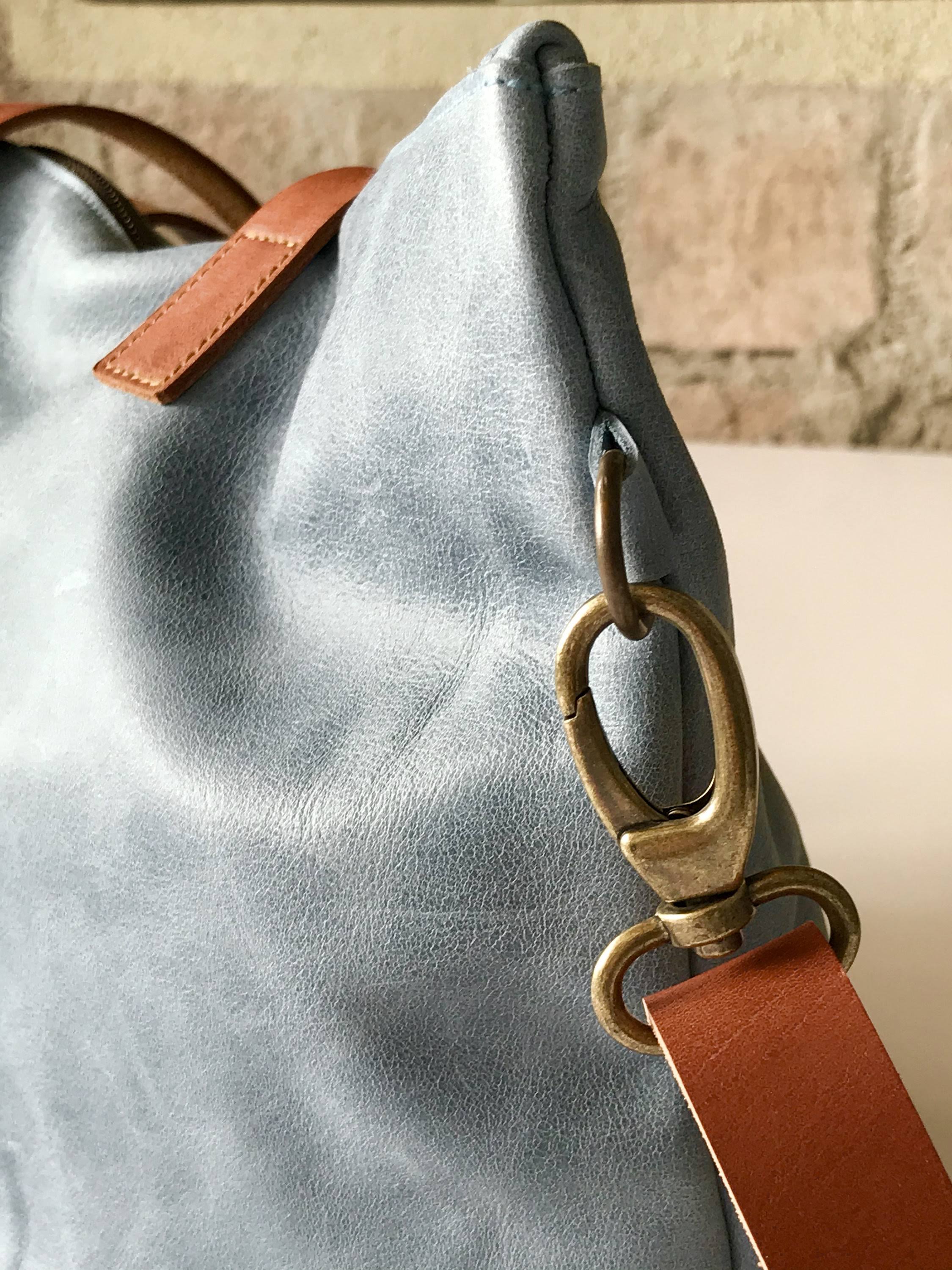 Large Blue Leather Bag V607