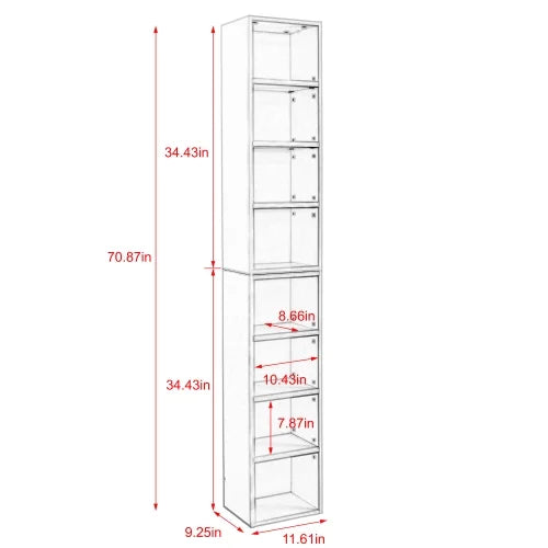 8-Tier Media Tower Storage Cabinet with Adjustable Shelves C26871