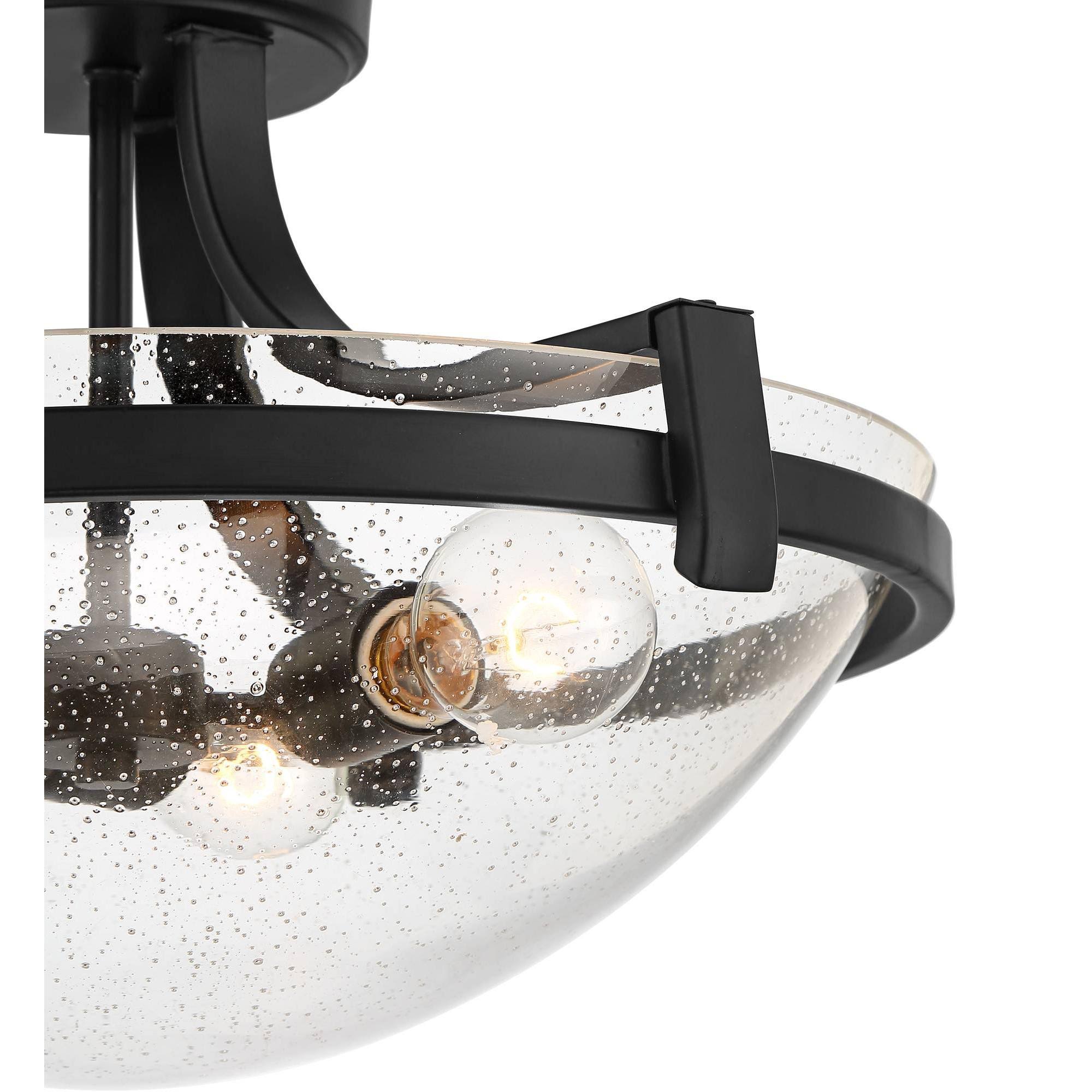 Black 3-Light Semi Flush Mount Ceiling Light J755