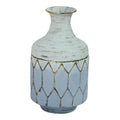 6.69x22 Metal Coastal Table Vase in Distressed Blue/Gold R7669