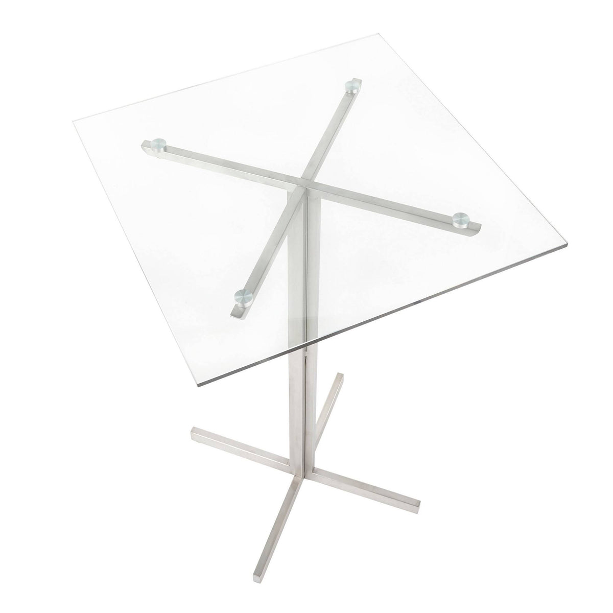 Square Bar Table Stainless Steel Clear Glass Top B75583