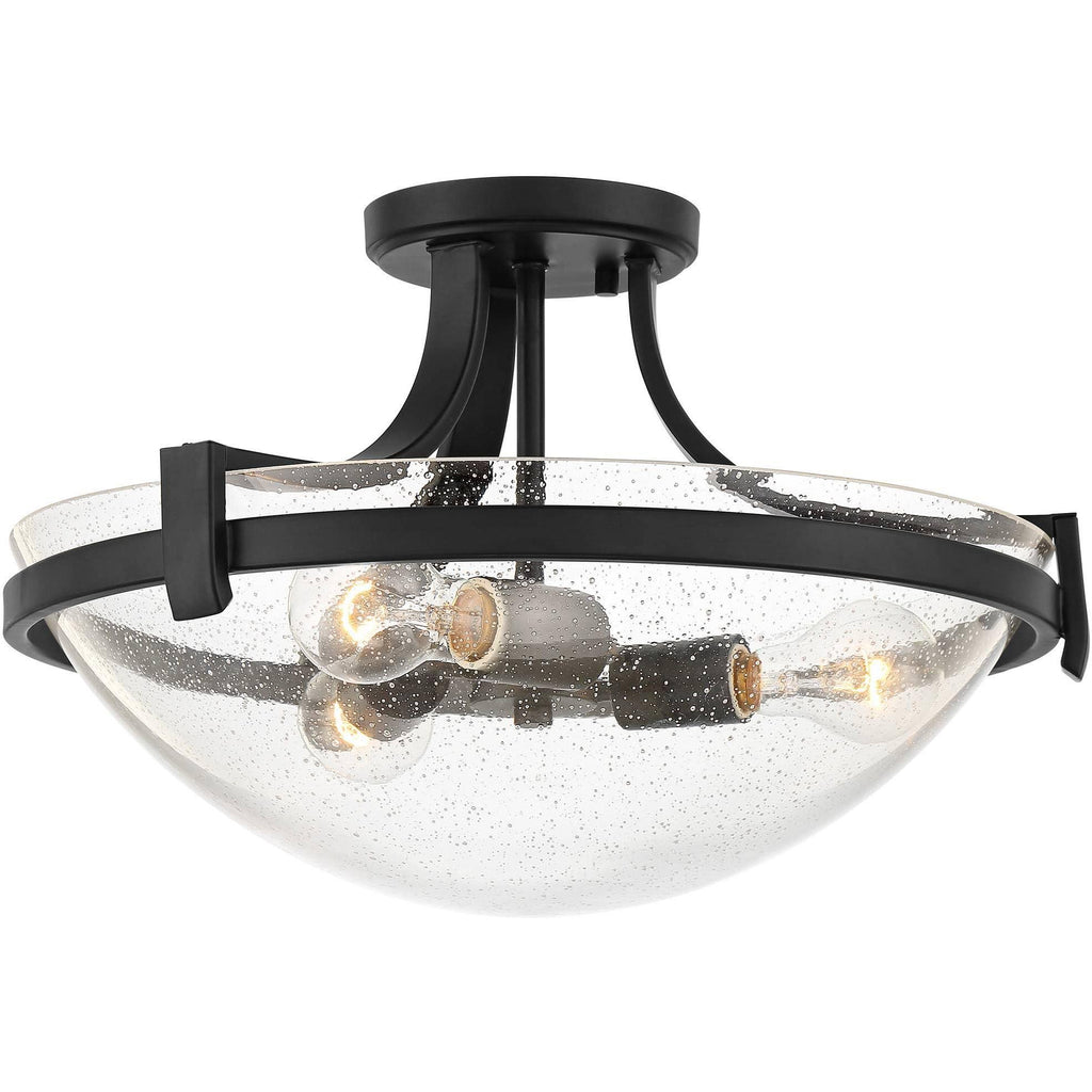 Black 3-Light Semi Flush Mount Ceiling Light J755