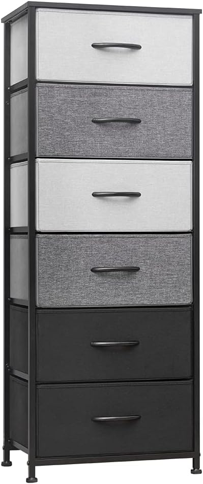 6 Drawers Vertical Dresser Storage Tower with Fabric Bins O9989