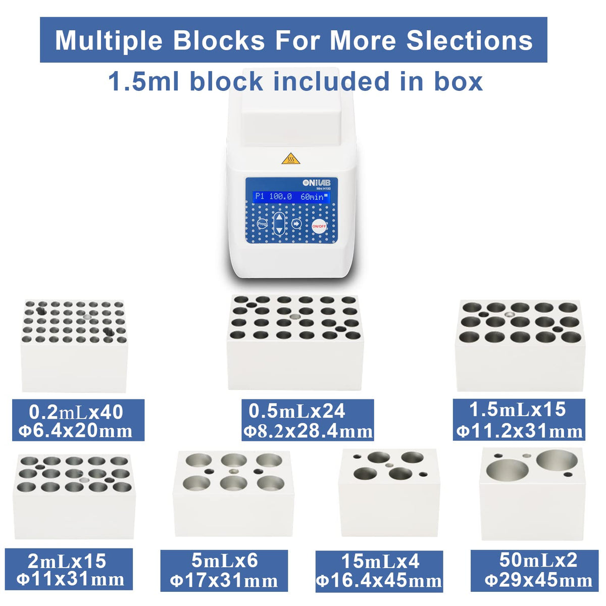 Mini Dry Bath Incubator with Aluminium Heating Block, LCD Display, Timer Control K117754