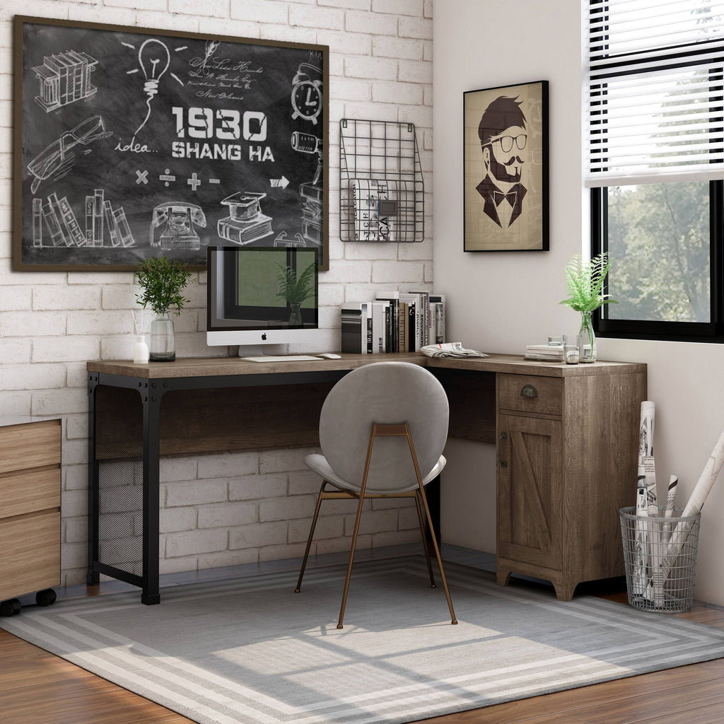 Reclaimed Oak L-Shape Desk A933
