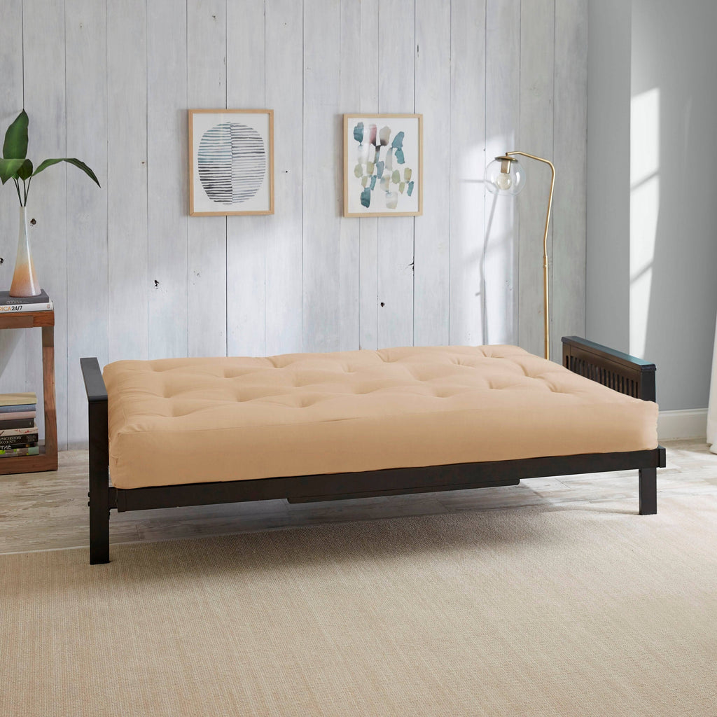 Queen Size Khaki Suede 8-Inch Latex Futon Mattress O295