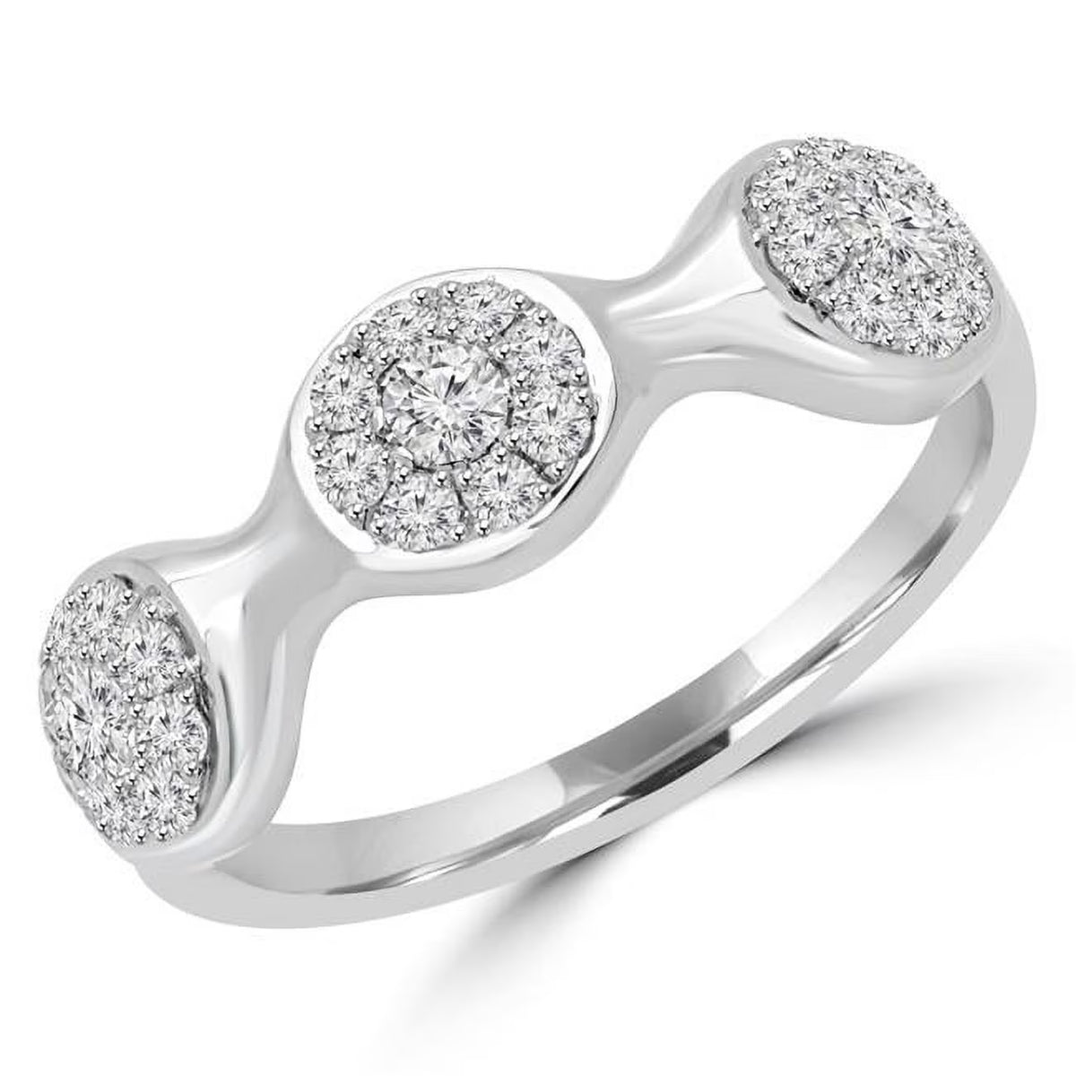 18K White Gold Diamond Cluster Band Ring F3385