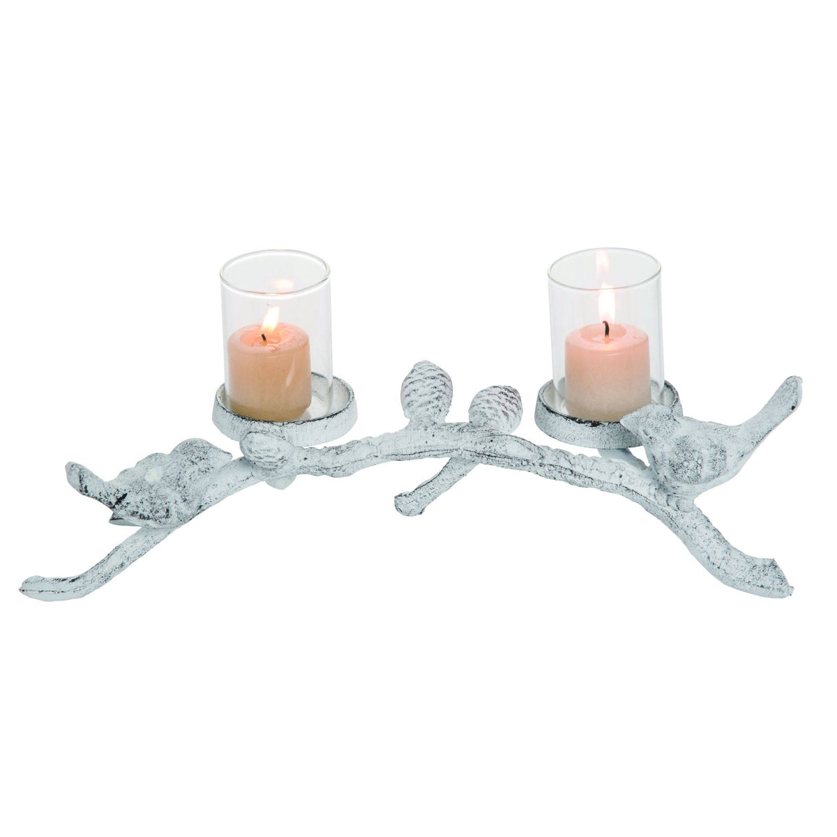 White and Clear Birds Christmas Candle Holder Q988