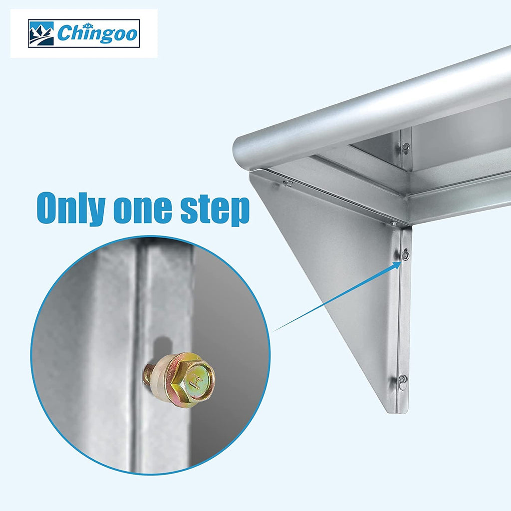 Stainless Steel Wall Mount Shelves, Set of 2, 48 x 12 Inch E588578