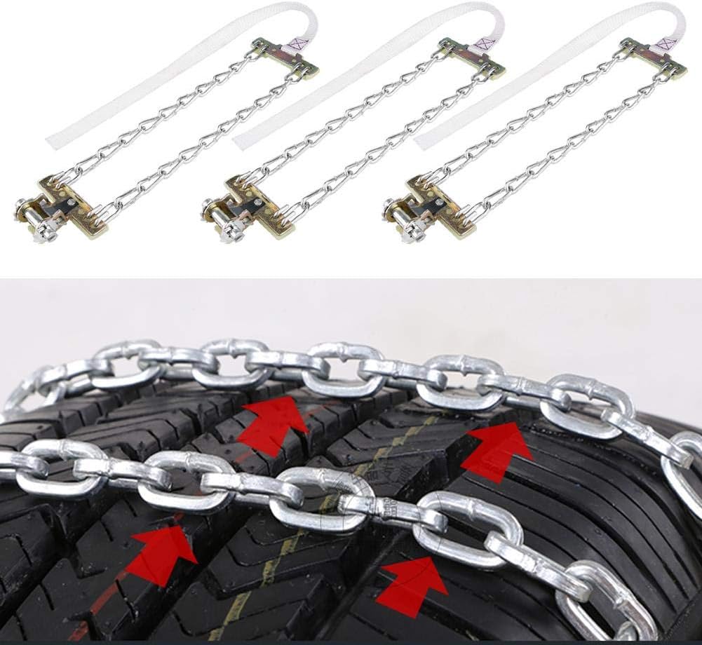 3pcs Clip-on Steel Tire Snow Chain (Large) X90989