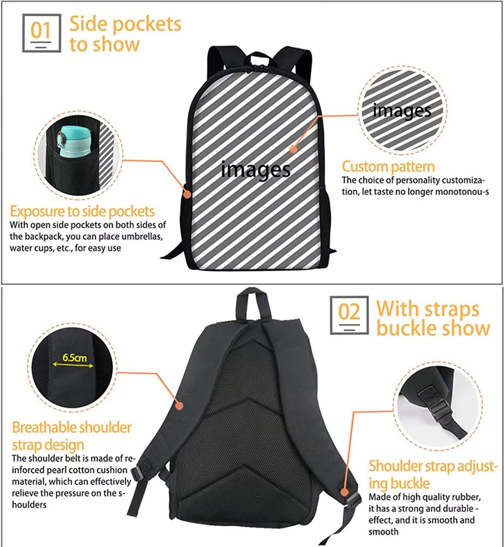 Panda Backpack Set with Lunch Bag and Pencil Case, 3-Pieces K532