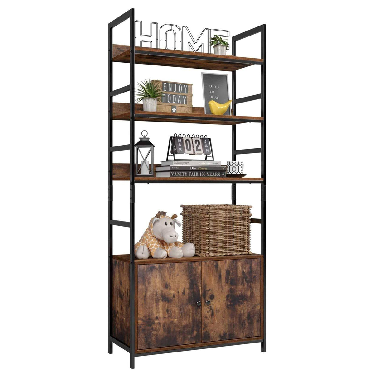 Industrial Bookcase with 2 Cabinets I53807