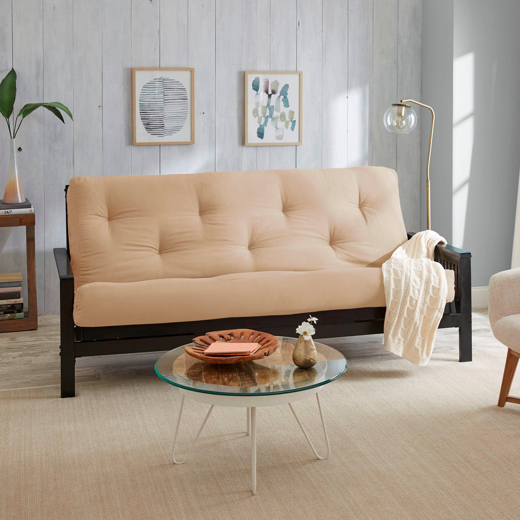 Queen Size Khaki Suede 8-Inch Latex Futon Mattress O295