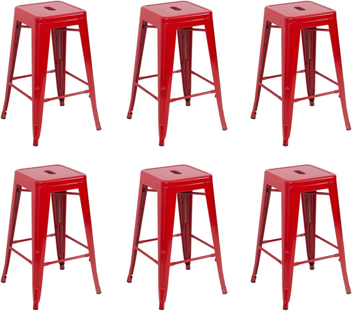 Metal Stackable Dining Chairs, Set of 6, Silver U355497